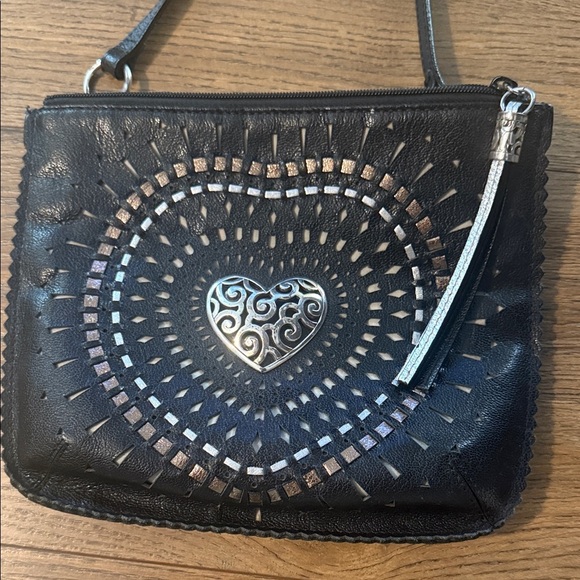 Brighton Black Crossbody Bag with Silver Heart Detail - Picture 2 of 7